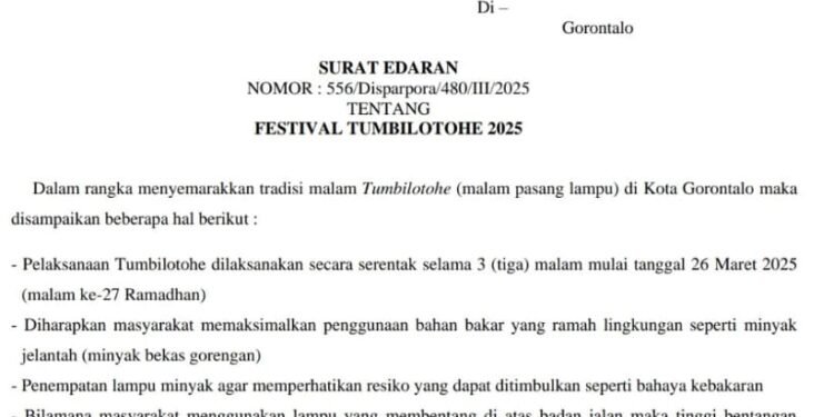Jelang Pelaksanaan Tumbilotohe, Disparpora Rilis Ketentuan Pelaksanaan Tumbilotohe 2025
