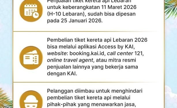 Kabar Gembira Bagi Masyarakat, KAI Akan Buka Pemesanan Tiket Lebaran, Catat Jadwalnya Agar Tidak Kehabisan
