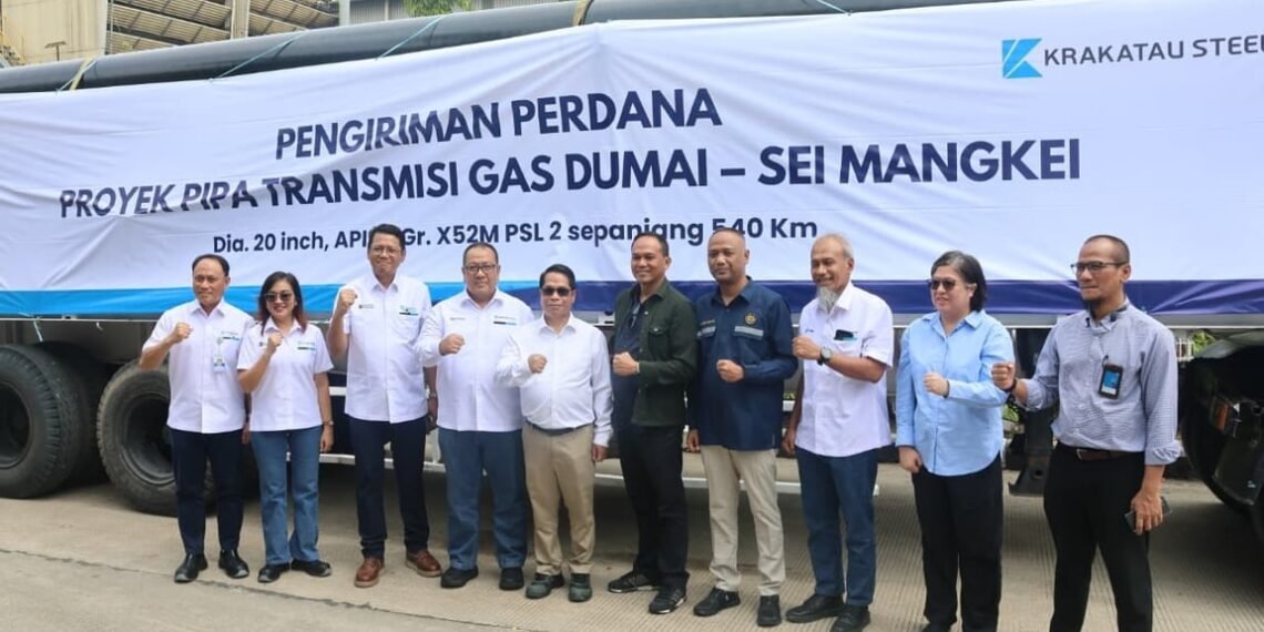 Krakatau Steel Perkuat Ketahanan Energi Nasional Lewat Pengiriman Perdana Pipa Proyek Dumai–Sei Mangkei