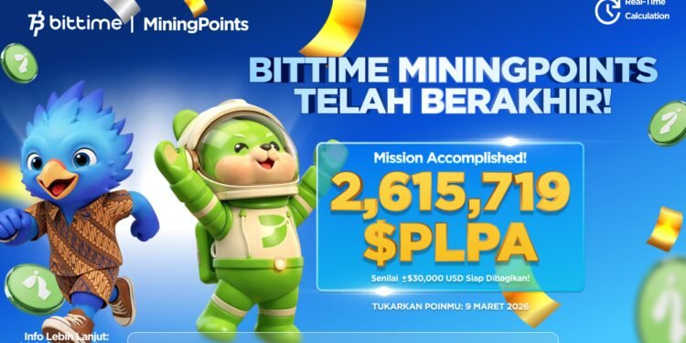Bittime Mining Points Resmi Berakhir, Volume Perdagangan Naik Lebih dari 50%