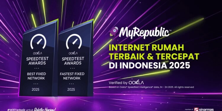 MyRepublic Indonesia Kembali Raih 2 Penghargaan Ookla: Internet Rumah Terbaik dan Tercepat di Indonesia