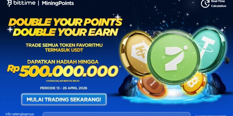 Nilai Tukar Rupiah Terus Melemah, Bittime Hadirkan Mining Points 2.0 #DoubleEarnDoublePoints, dengan Prize Pool lebih dari $30,000