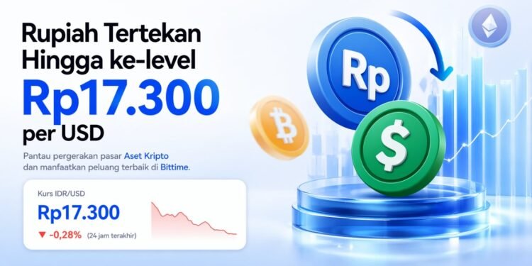 Rupiah Kembali Tertekan Ke-level Terendah Rp17.300 per Dolar AS, Trading Volume $USDT dan $BTC di Bittime Melonjak dalam 24 Jam