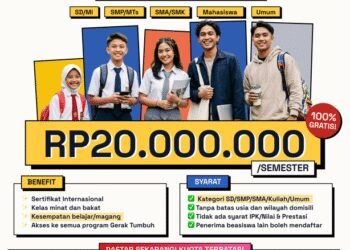 Beasiswa Gerak Tumbuh 2026 Resmi Dibuka: Rp20.000.000/Semester untuk Semua Jenjang Pendidikan Tanpa Syarat IPK